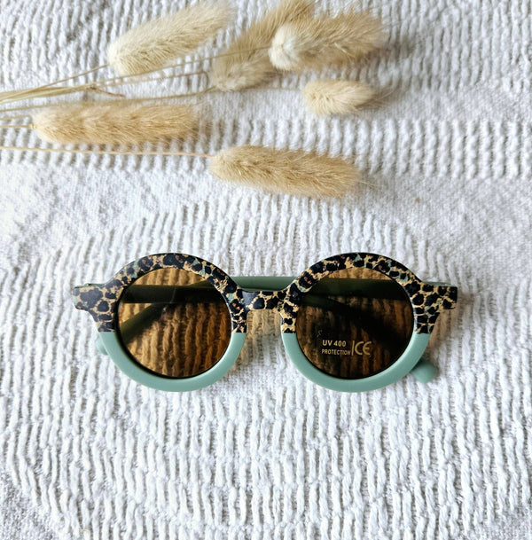 Ochelari de soare pentru bebeluși și copii UV400 rotunzi - Sage/Leopard
