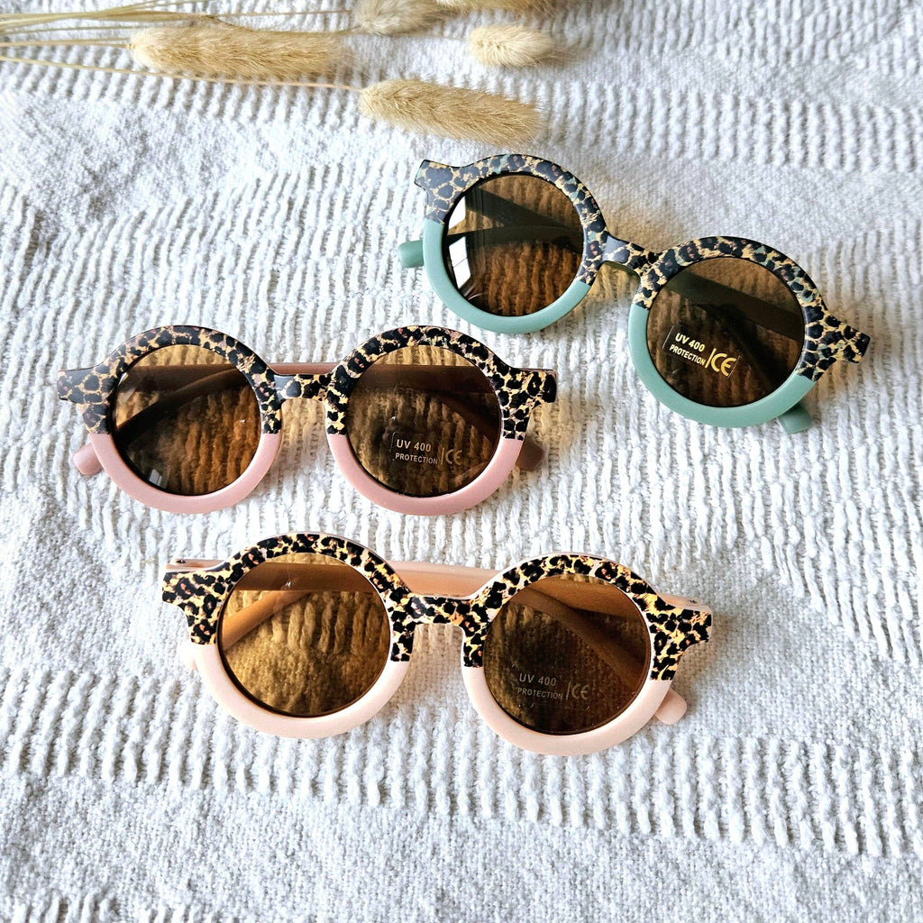 Ochelari de soare pentru bebeluși și copii UV400 rotunzi - Roz Pal/Leopard