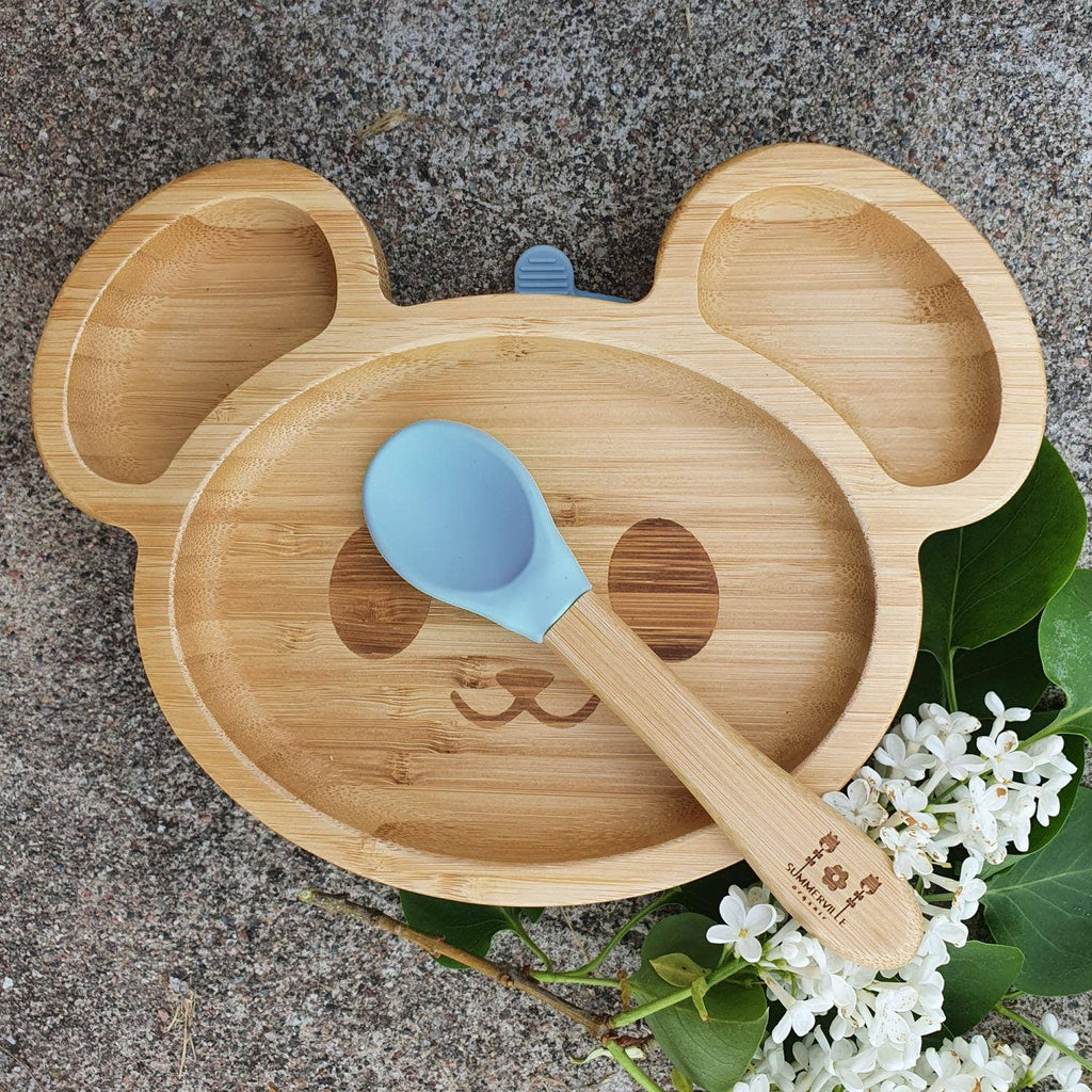 Veselă pentru Copii din Bambus Mouse Stone Blue
