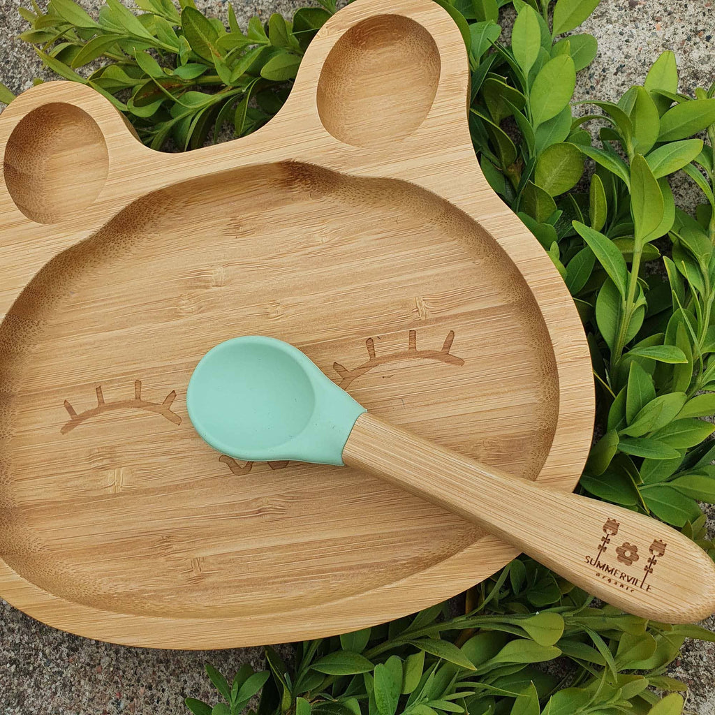 Veselă pentru Copii din Bambus Rabbit Cameo Green
