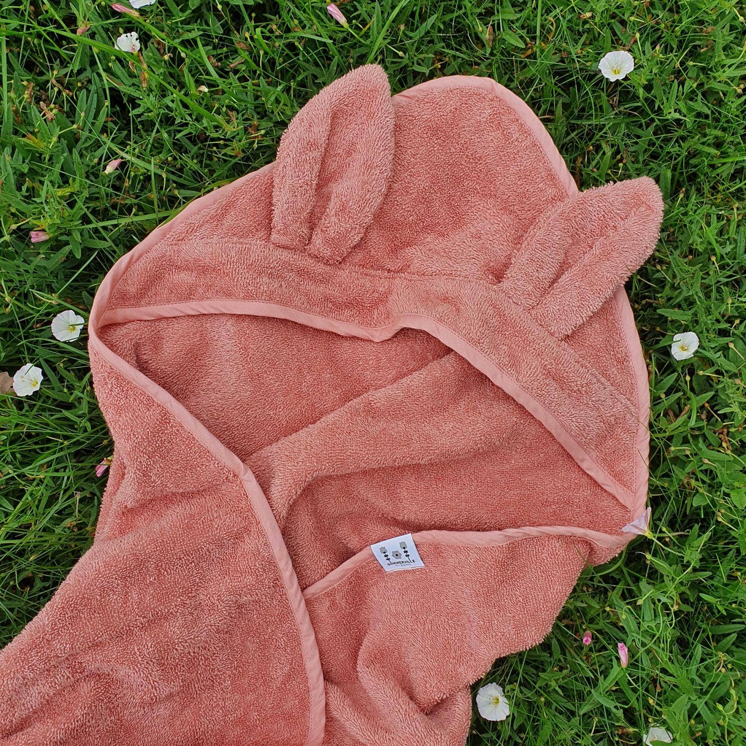 Prosop Organic cu Glugă pentru Bebeluși Rabbit Misty Rose
