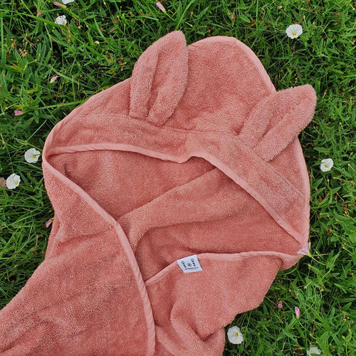 Prosop Organic cu Glugă pentru Bebeluși Rabbit Misty Rose