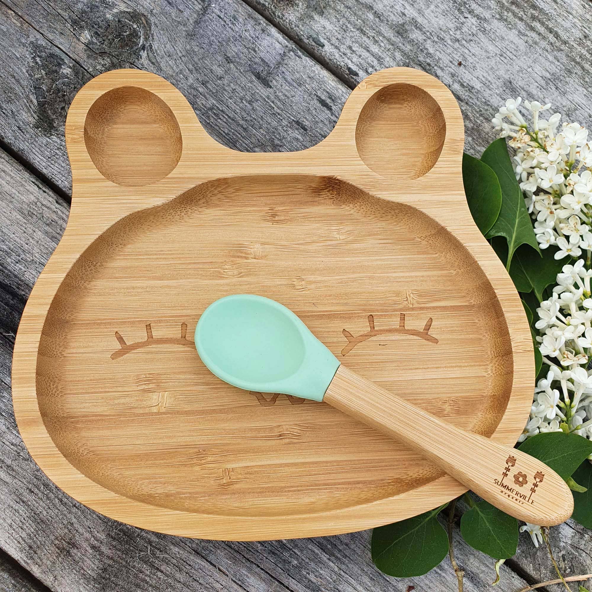 Veselă pentru Copii din Bambus Rabbit Cameo Green