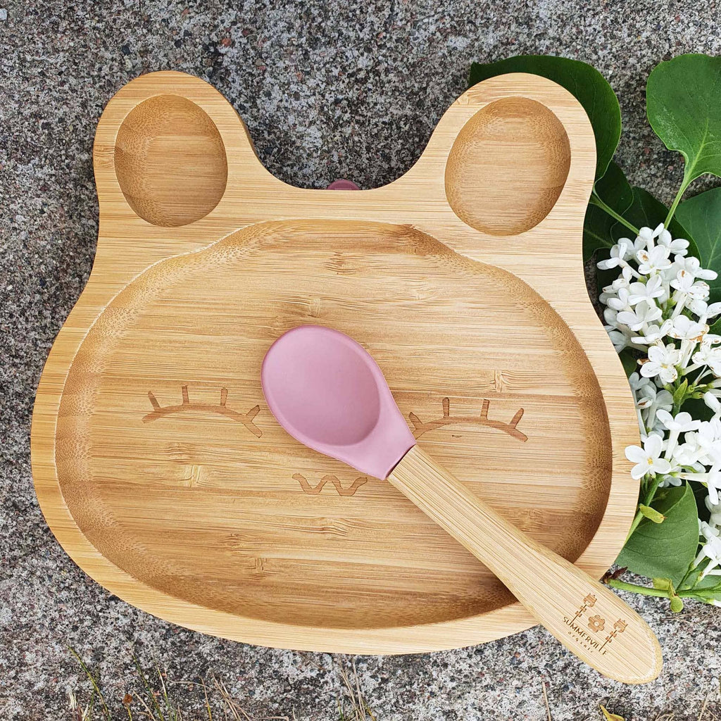 Veselă pentru Copii din Bambus Rabbit Dusty Rose