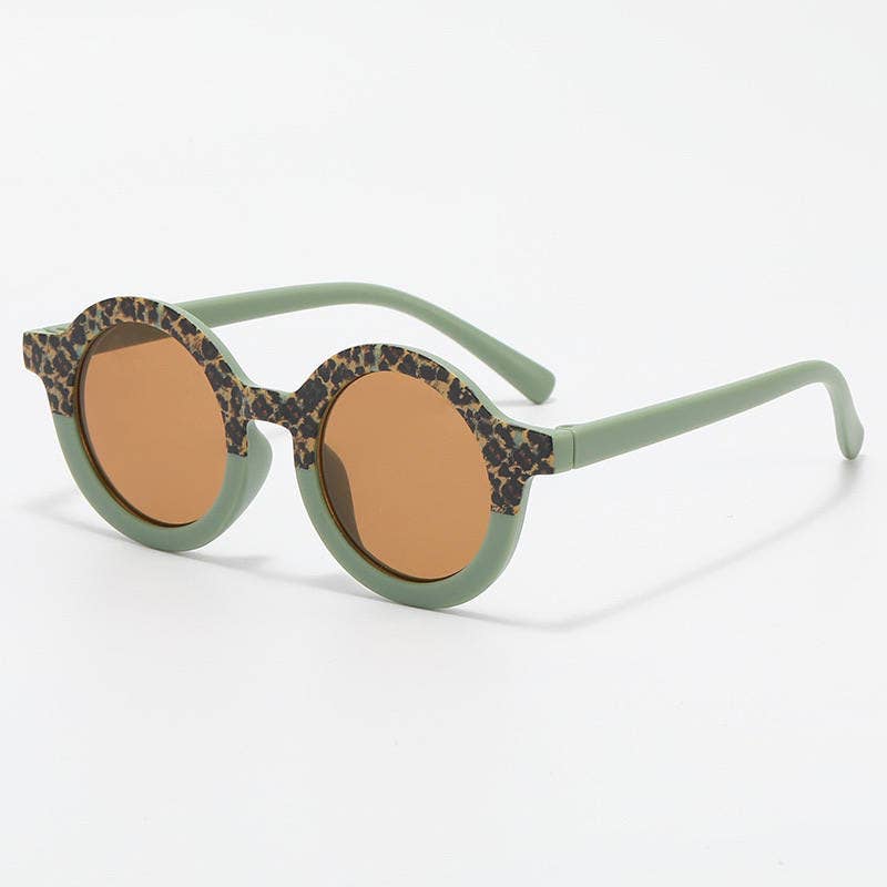Ochelari de soare pentru bebeluși și copii UV400 rotunzi - Sage/Leopard