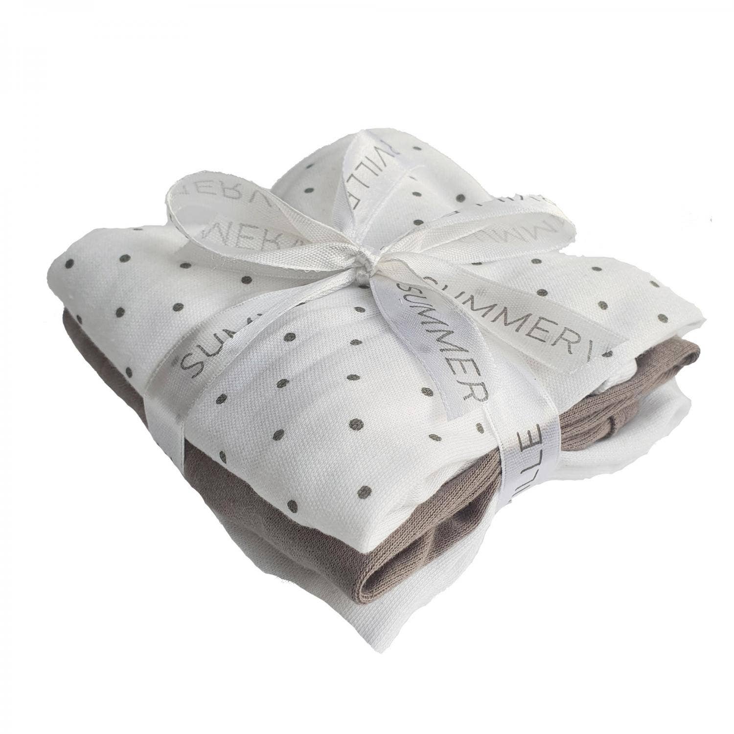 Set 3 Museline Organice White Dotty