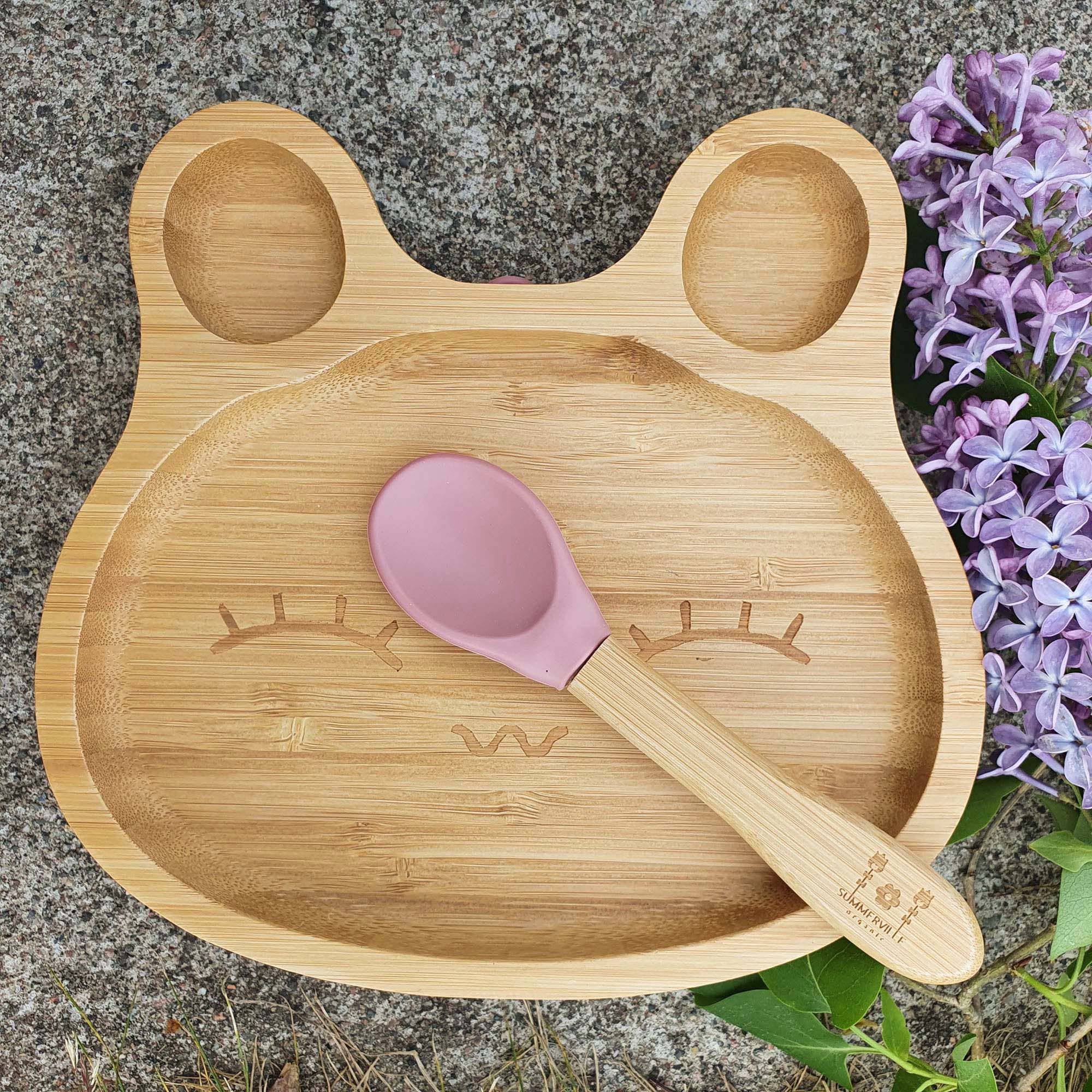 Veselă pentru Copii din Bambus Rabbit Dusty Rose