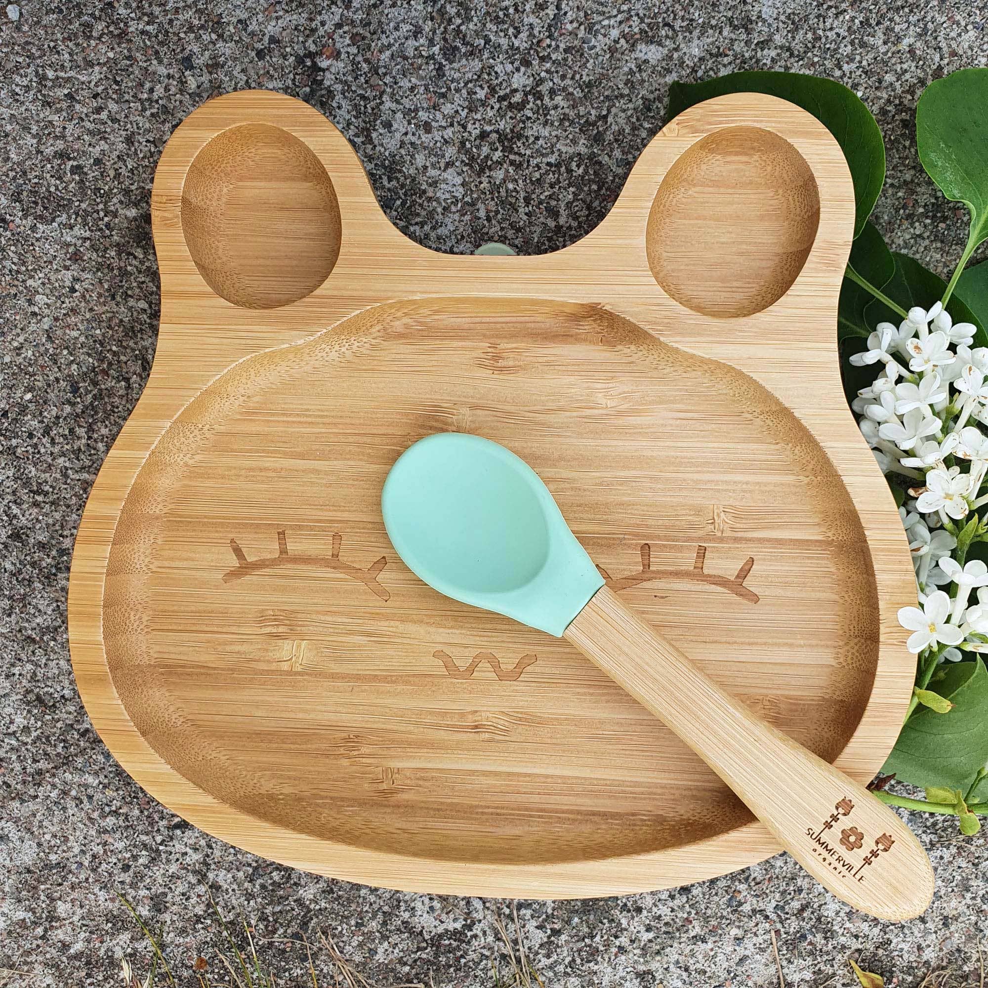 Veselă pentru Copii din Bambus Rabbit Cameo Green