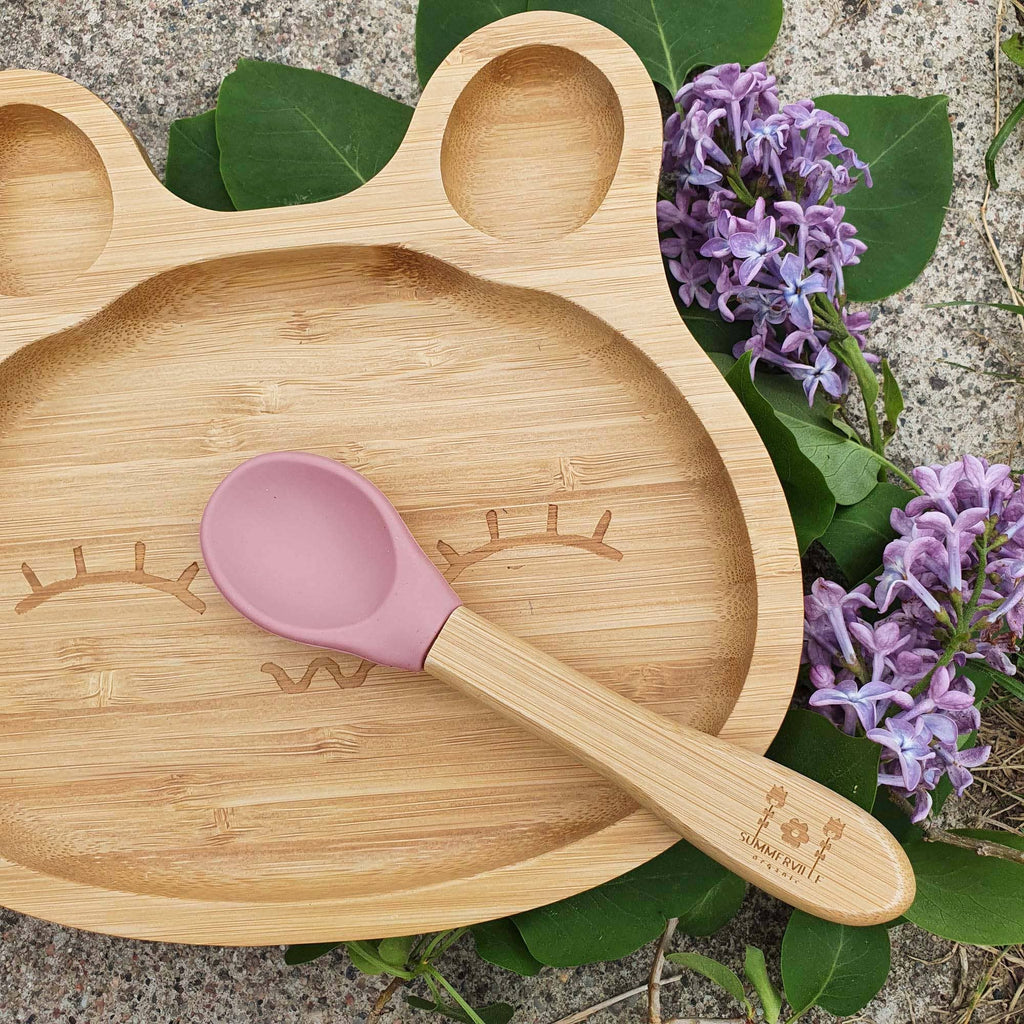 Veselă pentru Copii din Bambus Rabbit Dusty Rose