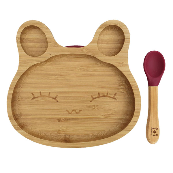 Veselă pentru Copii din Bambus Rabbit Red