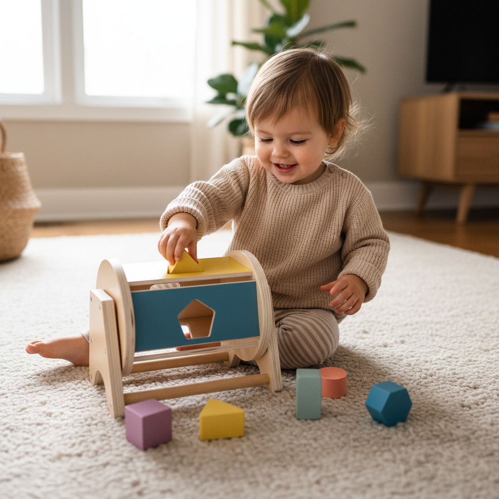 Sortator de Forme Montessori din Lemn Rotativ