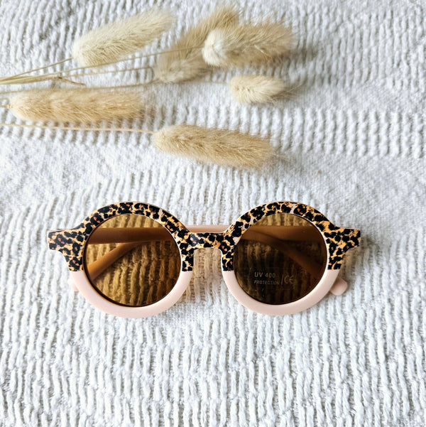 Ochelari de soare pentru bebeluși și copii UV400 rotunzi - Roz Pal/Leopard