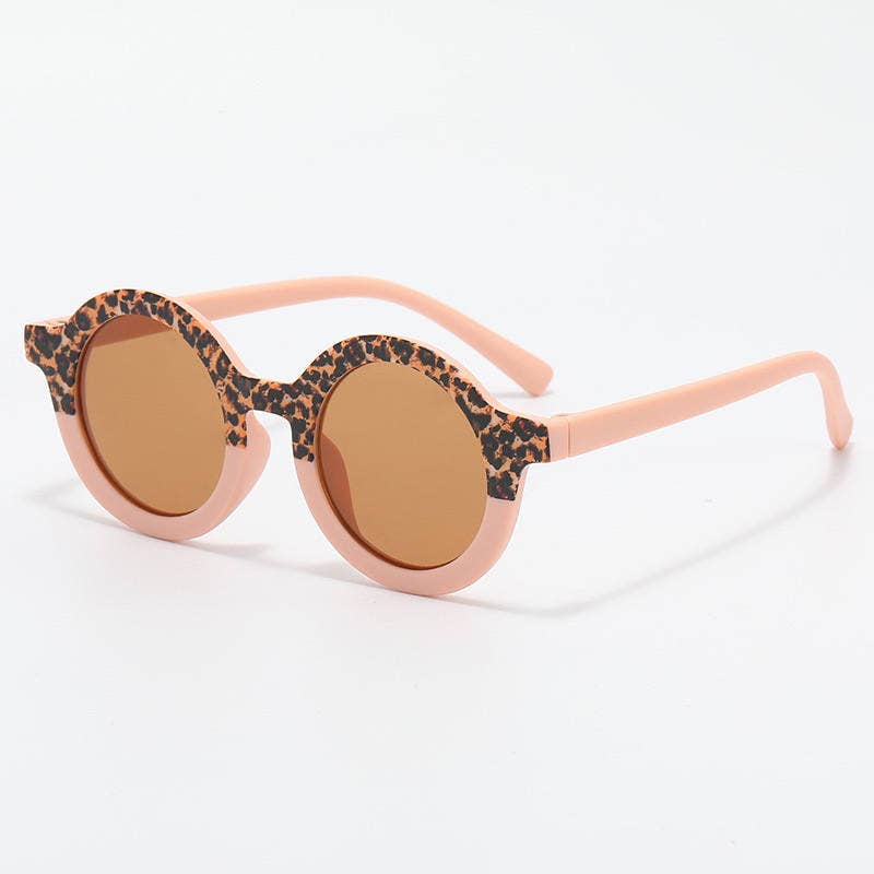 Ochelari de soare pentru bebeluși și copii UV400 rotunzi - Roz Pal/Leopard