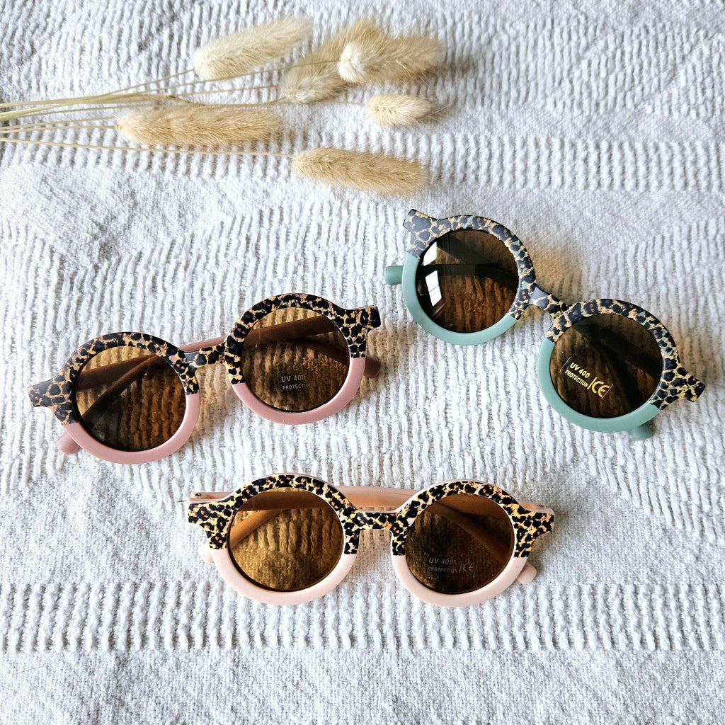 Ochelari de soare pentru bebeluși și copii UV400 rotunzi - Roz Pal/Leopard