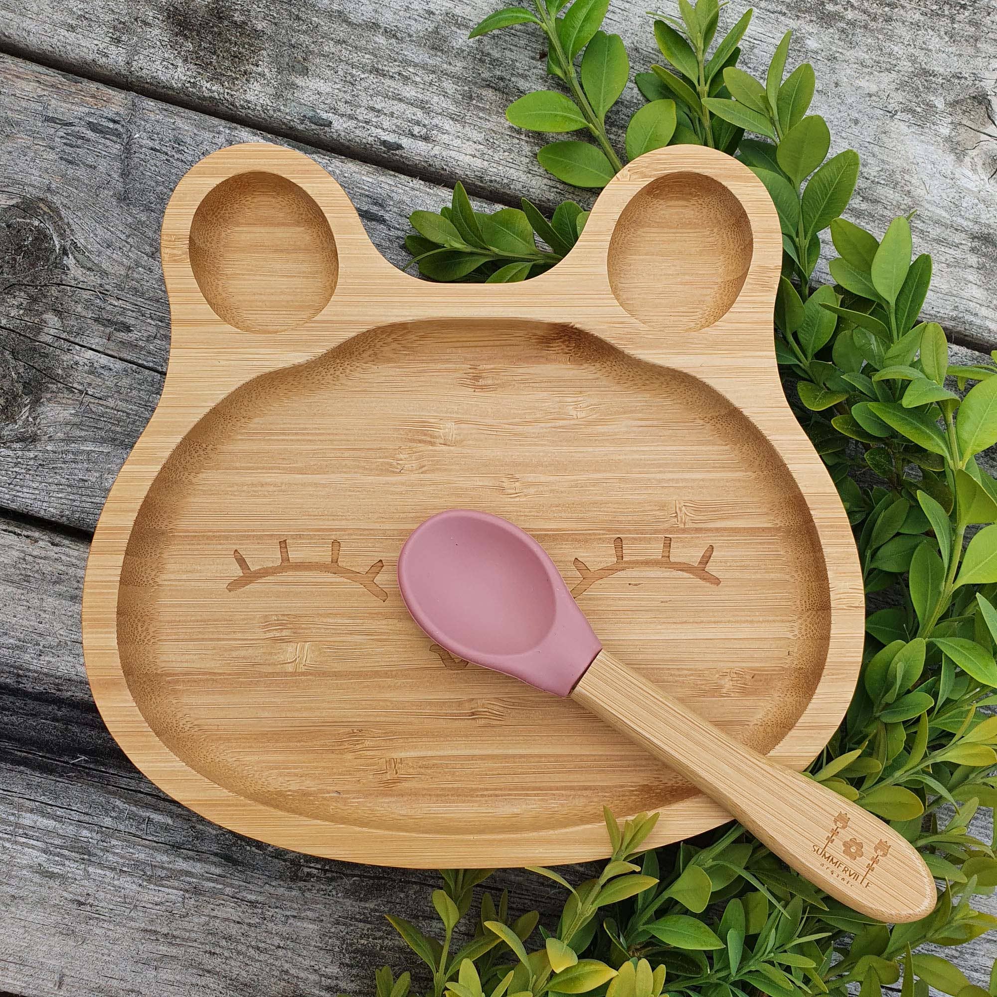 Veselă pentru Copii din Bambus Rabbit Dusty Rose